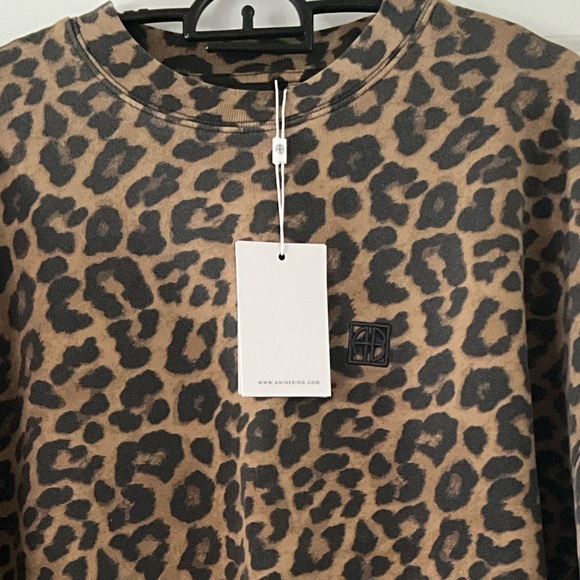 Anine Bing Miles Sweatshirt in Black and Brown Leopard - Picture 8 of 8